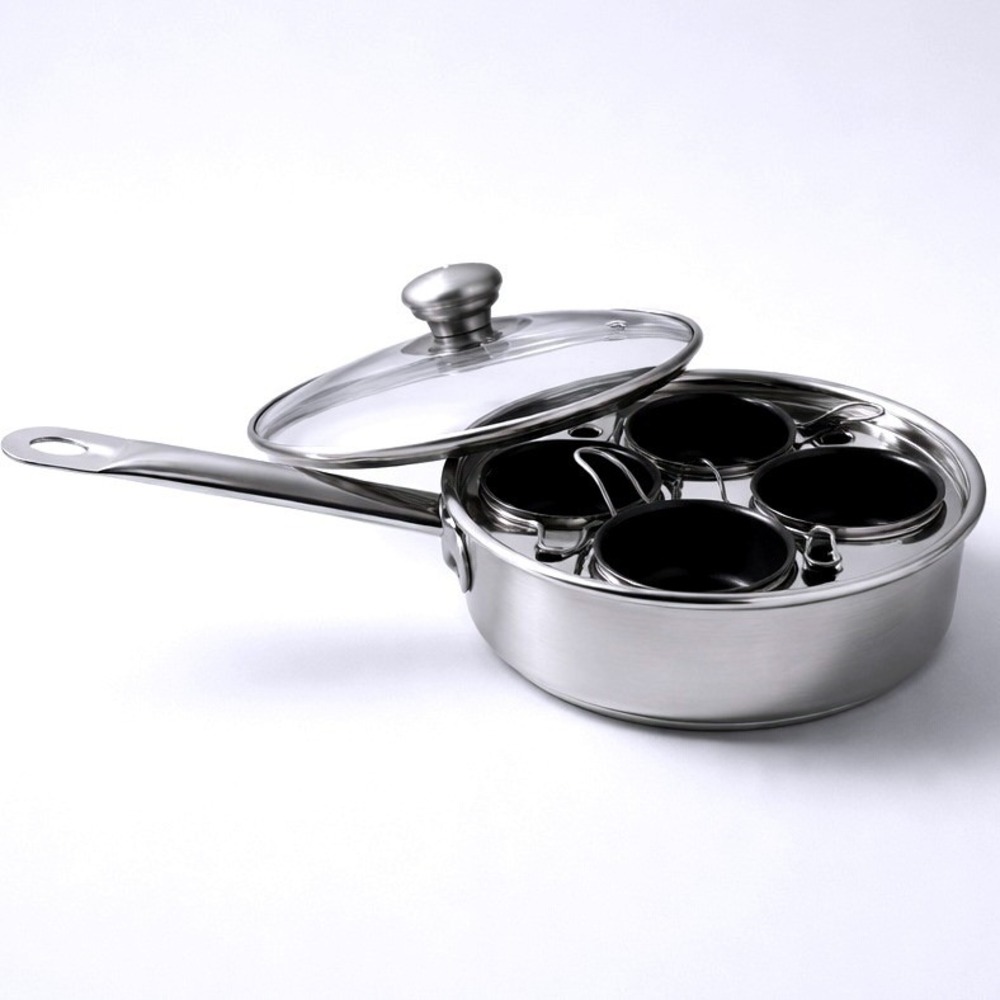 Demeyere Resto Ceramic coating 4-cup Stainless Steel Egg Poacher Set